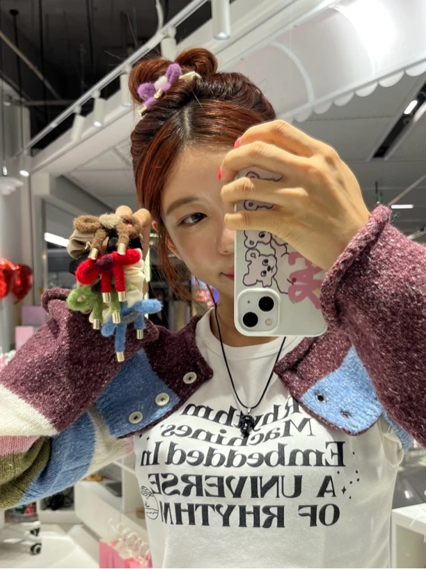 泡菜<定制款>ins风绒绒蝴蝶结韩版头绳发绳可爱皮筋发圈秋冬百搭