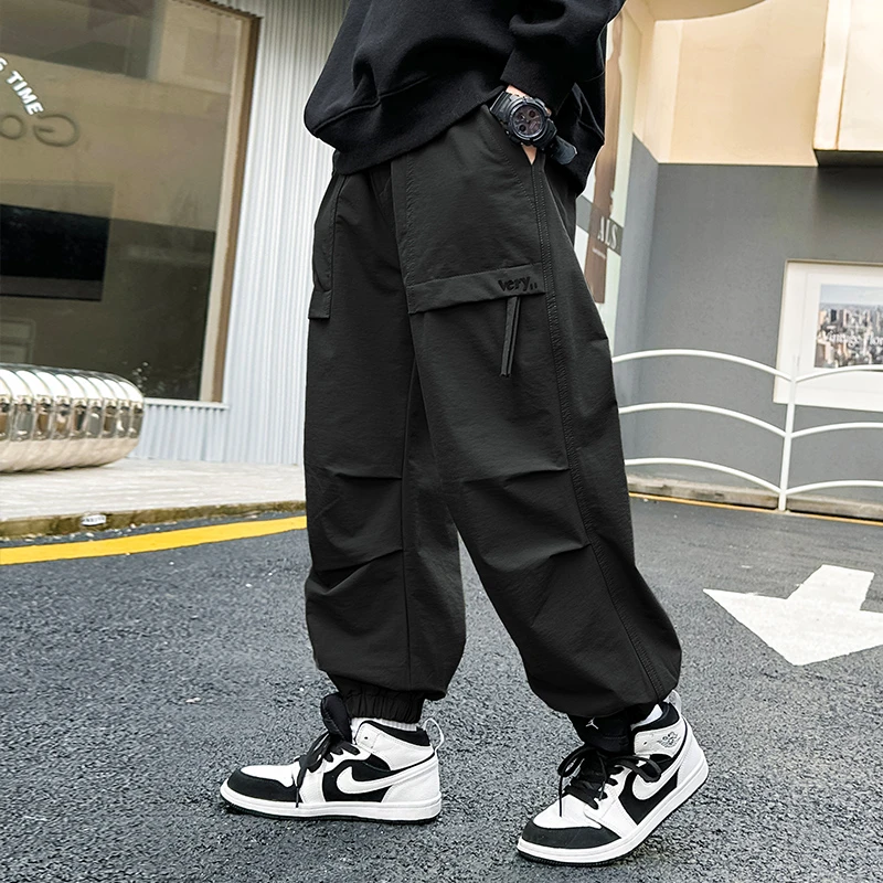 巴拉扣扣儿童装男童裤子春秋款2025新款中大童春季工装裤男孩休