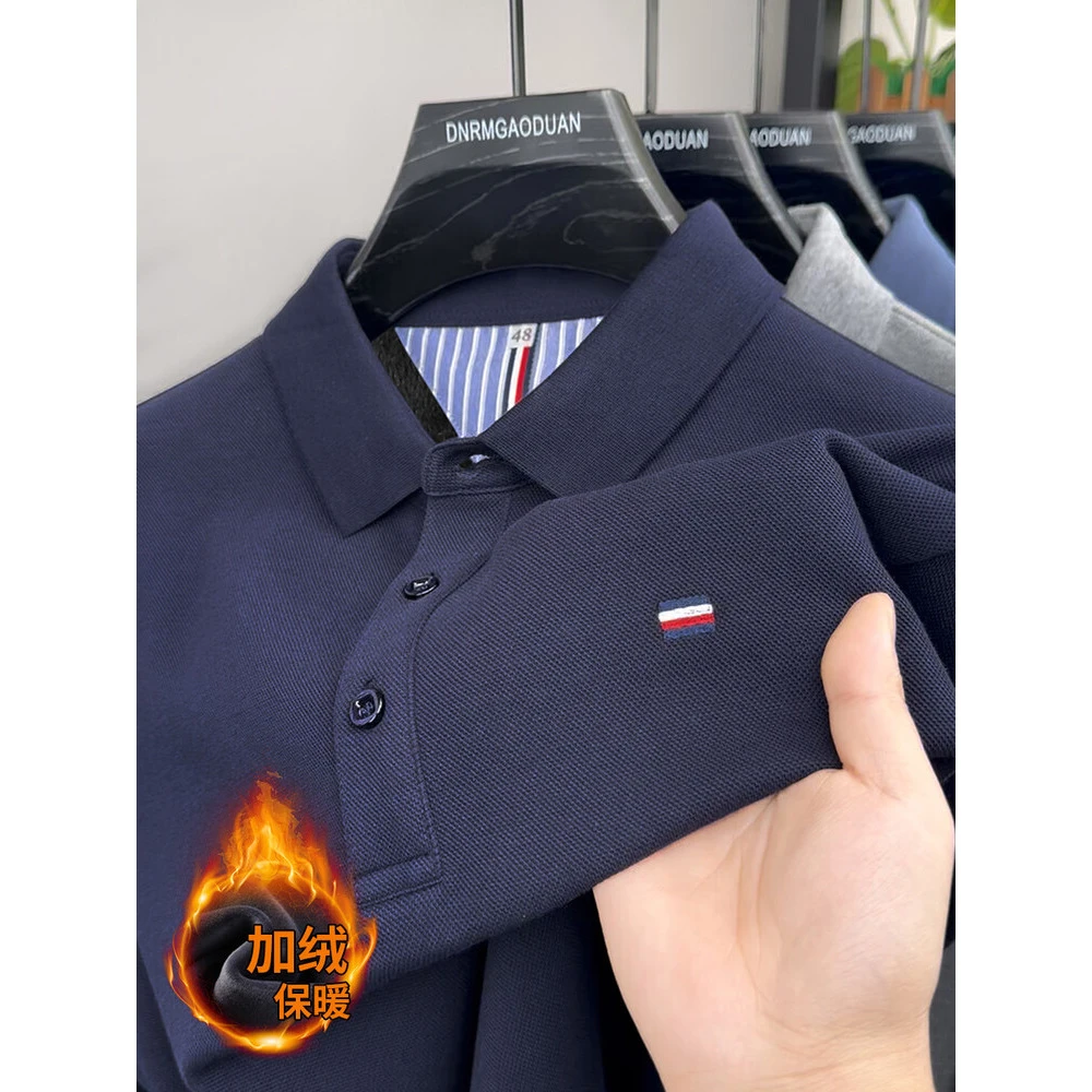 【加绒长袖】冬季加绒温商务休闲万针刺绣男士优质polo衫885加绒