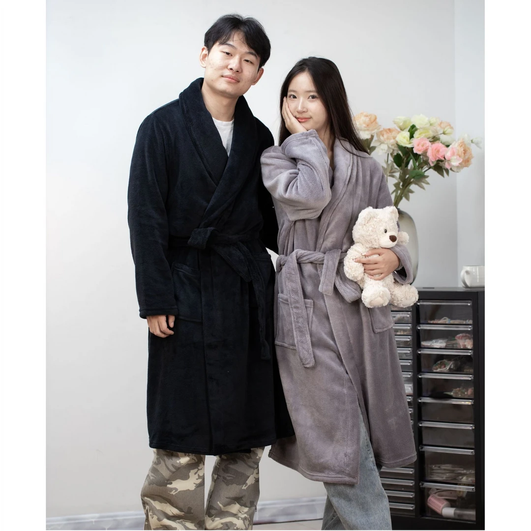 长袍大码情侣宽松加绒加厚秋冬季