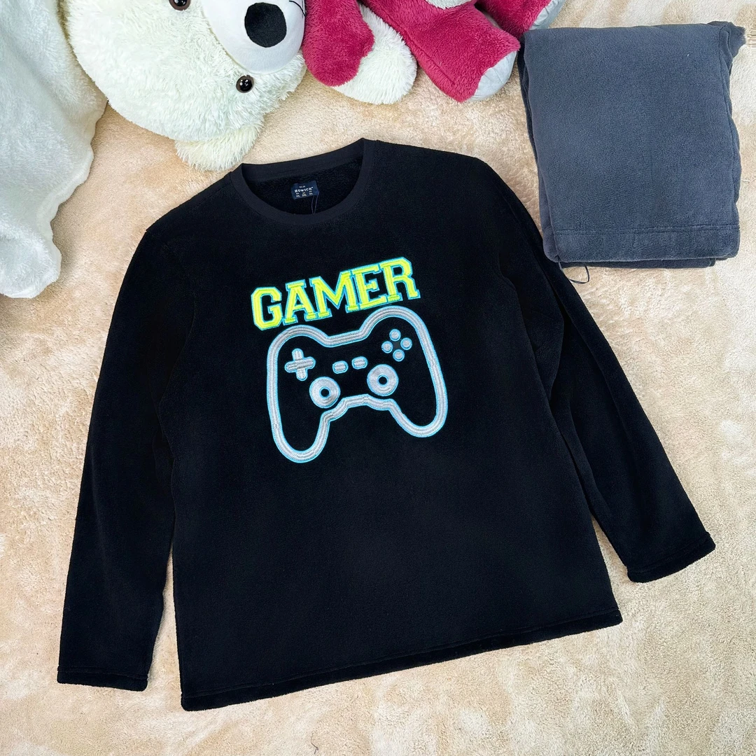 game生活男款丨大码男装加绒加厚秋冬新款时尚家居服套装