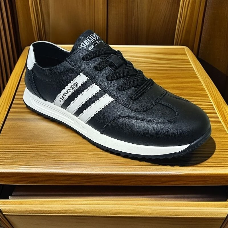 真皮韩版百搭休闲鞋板鞋2024新款跑步运动男士潮流阿甘鞋透气防臭