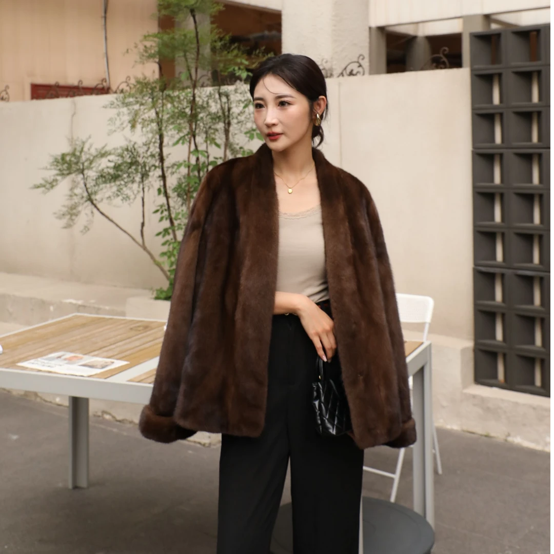 营城之恋【格一专属】貂皮V领挽袖气质轻奢女士走秀设计师冬季皮草