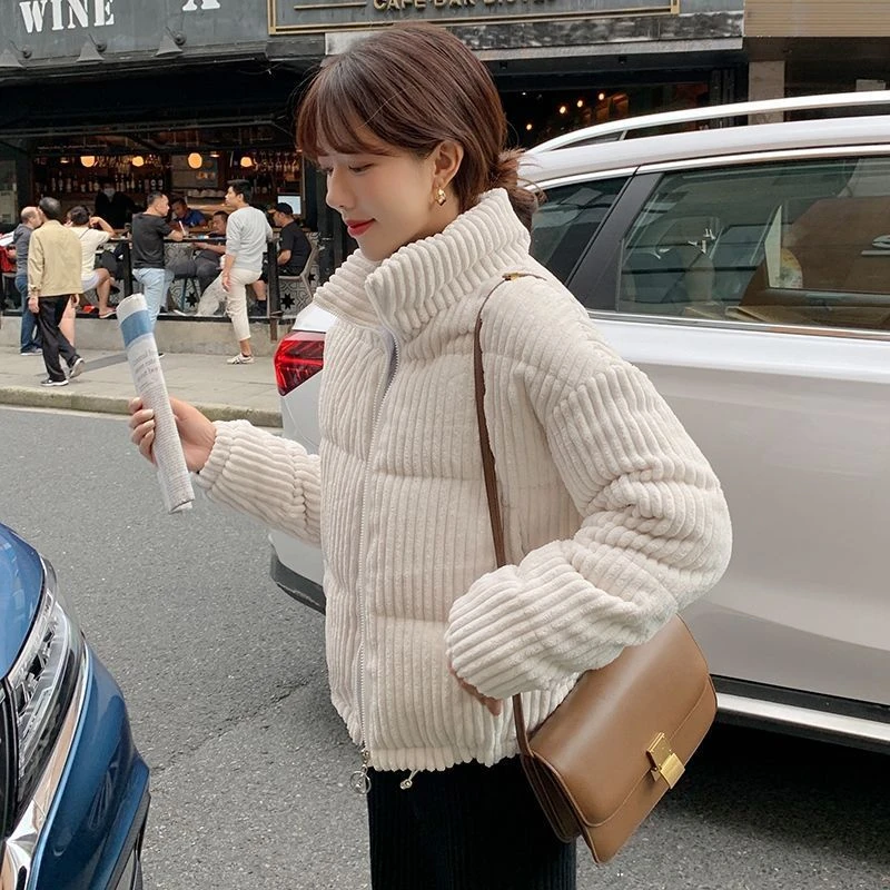 灯芯绒棉袄女学生韩版短款外套小个子2024冬季棉服加厚宽松面包服