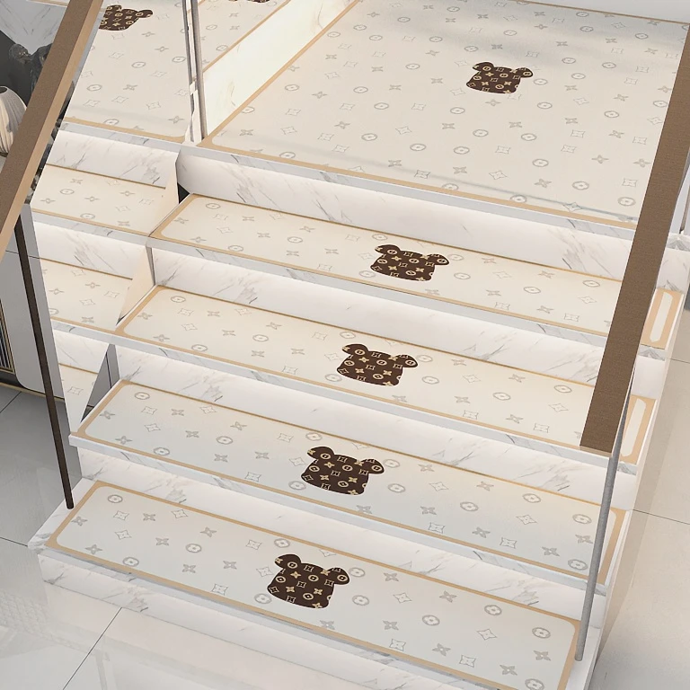 楼梯踏步垫吸水防滑地垫免胶定制轻奢高级感卡通熊防水防滑楼梯垫