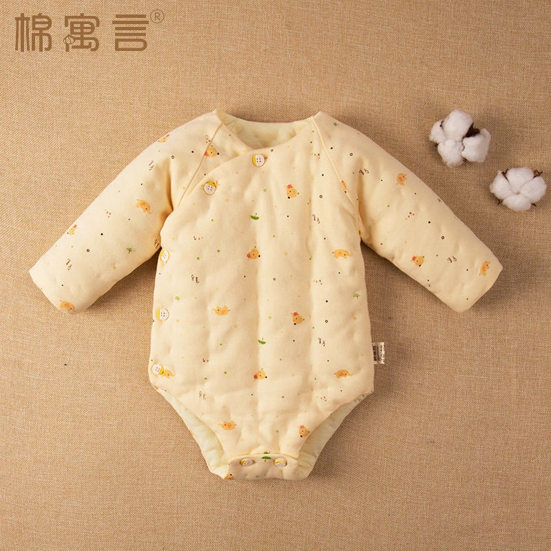 棉寓言纯棉手工铺棉三角包屁衣男女宝宝加棉哈衣新生儿秋冬季爬服