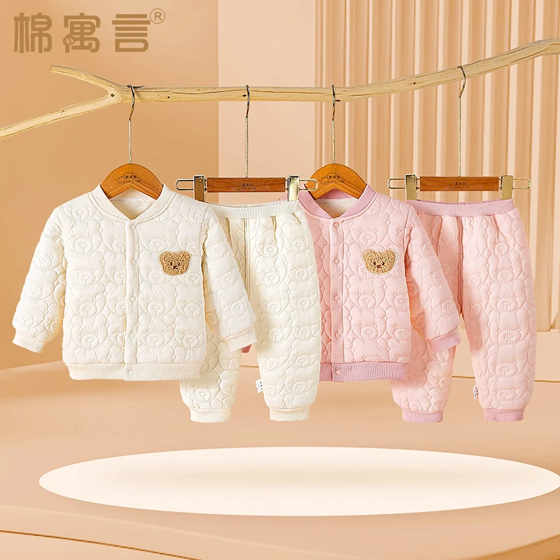 婴儿棉衣两件套冬季宝宝棉裤套装分体外出服可爱洋气夹棉保暖棉服