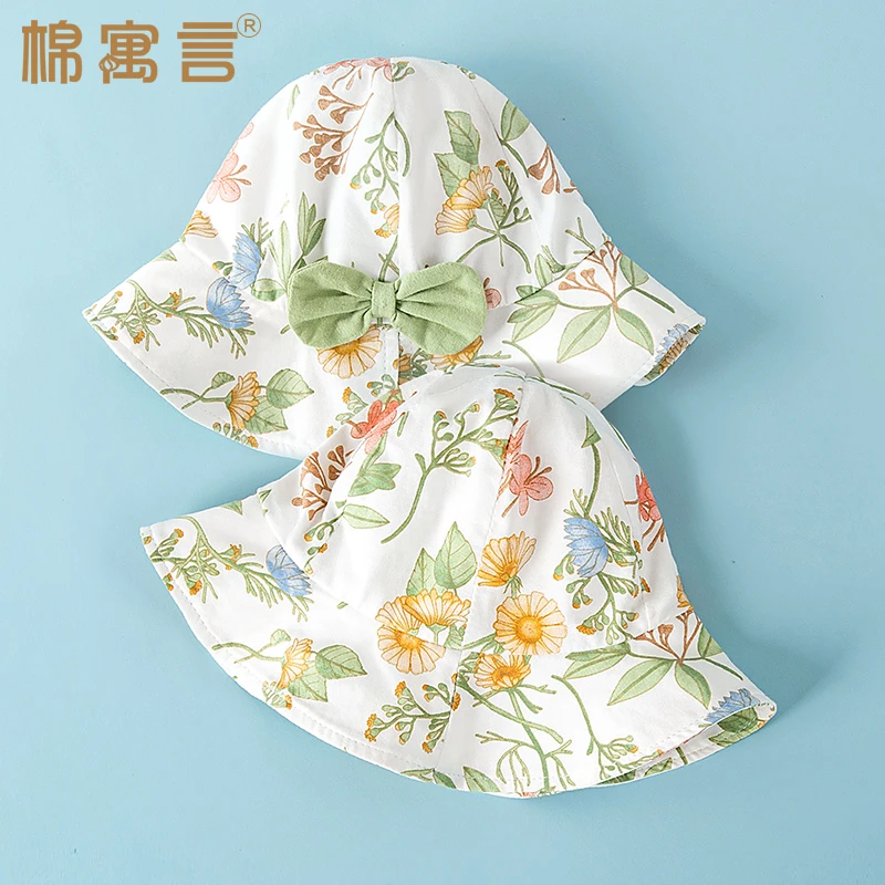 宝宝帽子春秋季洋气遮阳帽婴儿防晒帽纯棉薄款女童公主帽渔夫盆帽