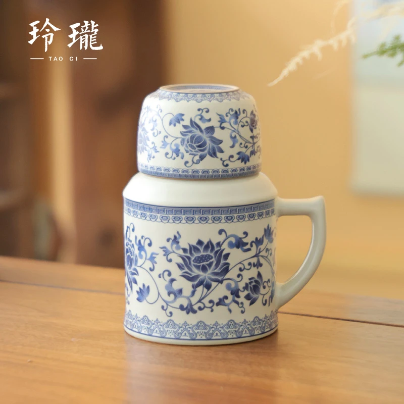 德化云仓 复古汝窑陶瓷缠枝莲小暖壶创意大容量焖茶壶-4010