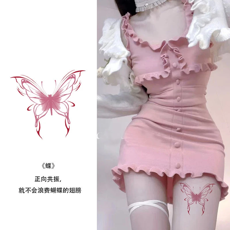 彩色蝴蝶纹身贴防水 女持久可爱粉蝶小清新刺青仿真高级感贴纸ins