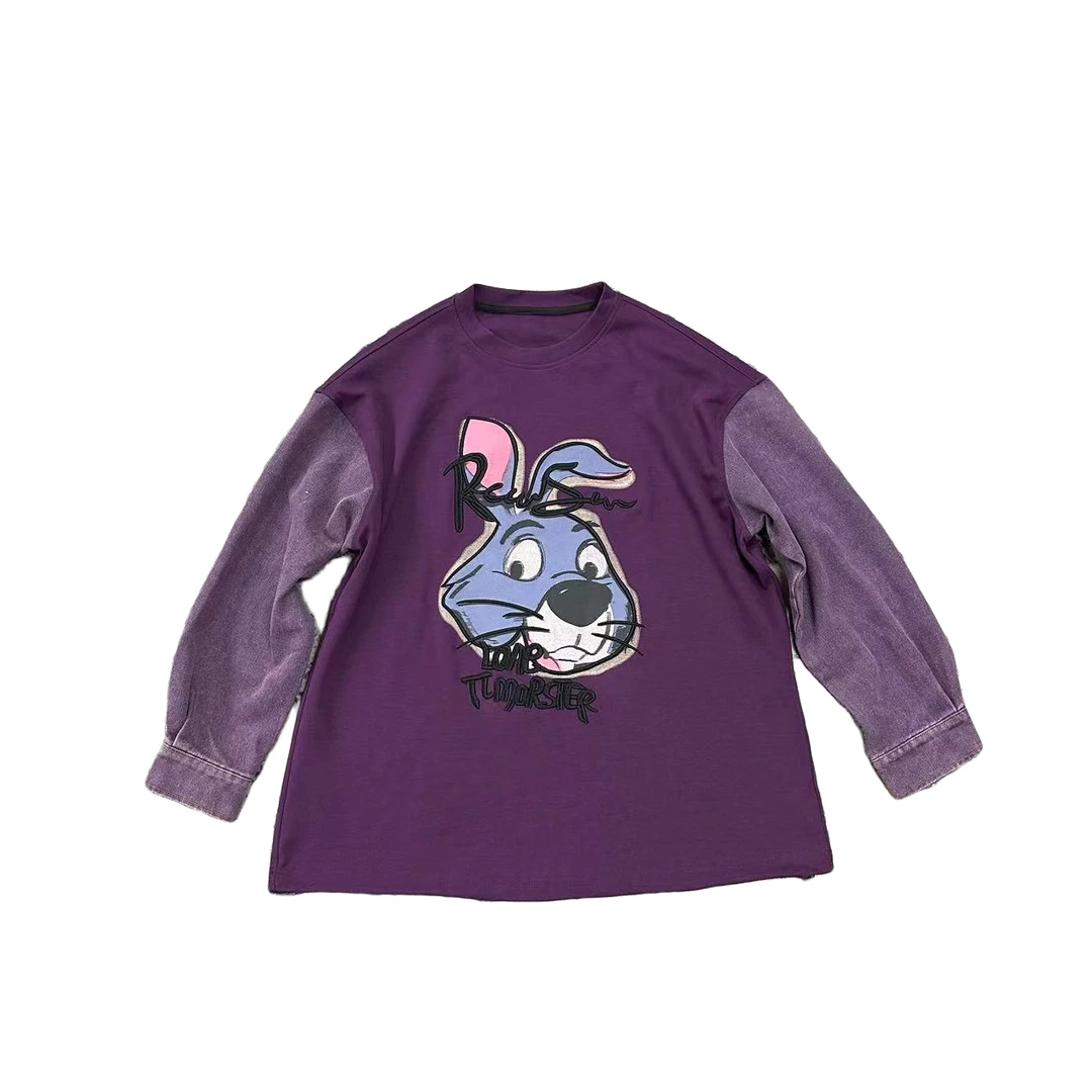 【娜娜推荐】V0002设计师潮牌新款兔子图案拼接袖子长袖卫衣