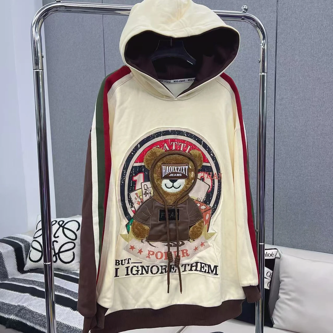 【娜娜推荐】L8379 潮牌设计女装连帽简约女士带帽拼色