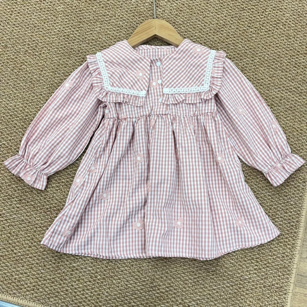 3101 春季中小童格子秀花连衣裙 D