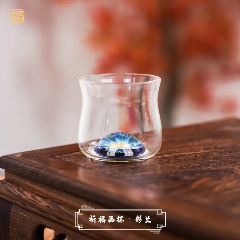 晶焱晶焱  耐热新品祈福口杯彩兰