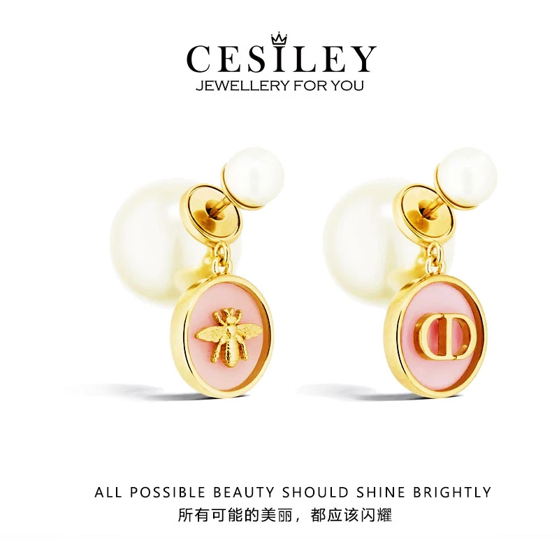 铜合金耳饰 粉色猪鼻子果冻纽扣耳环DTA1071