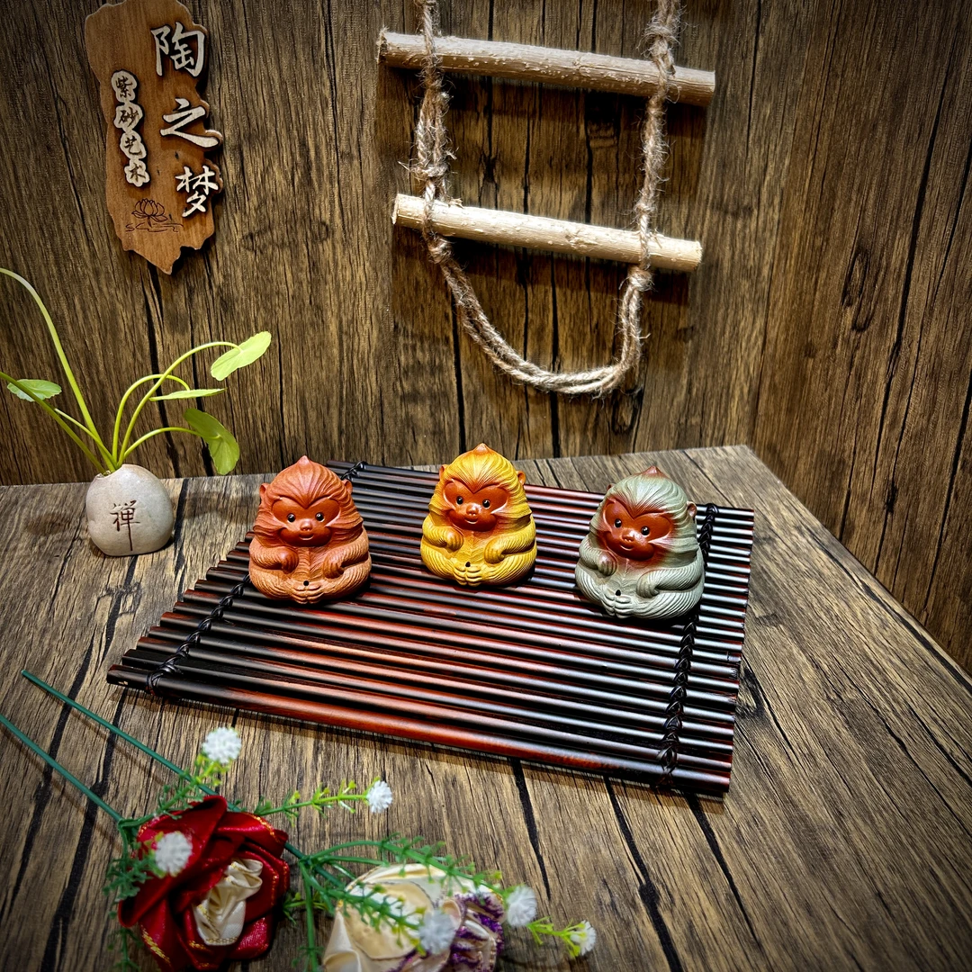 紫砂茶宠香插猴子精品制作