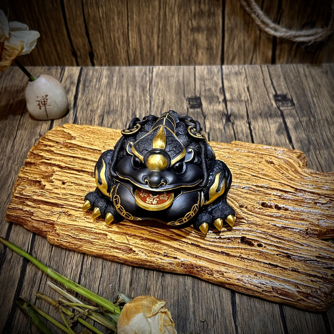 紫砂金蟾 描金制作 陈龙 老师作品 定制款