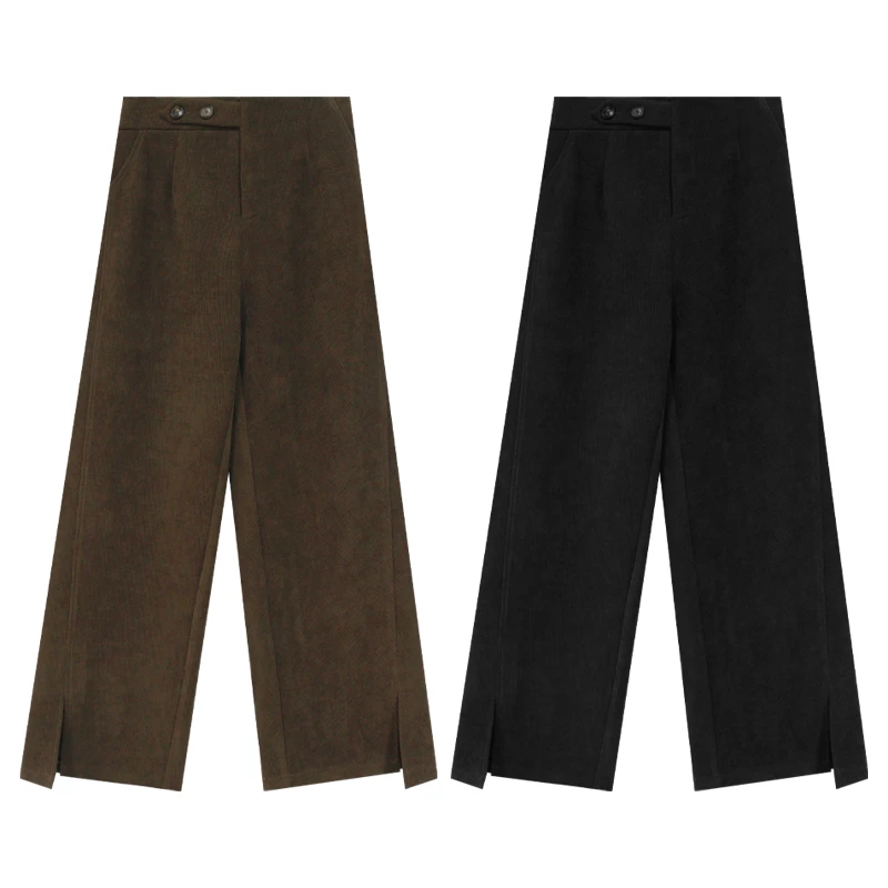 【散文诗】秋冬高腰不规则腰头舒适直筒版型内里磨毛裤子DM21800