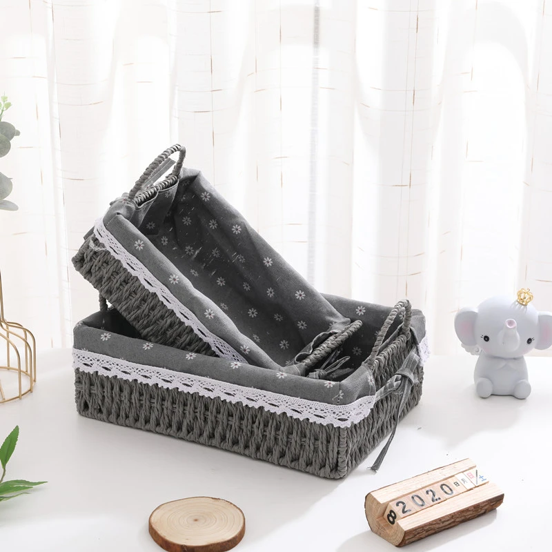 桌面收纳筐盒整理储物野餐篮钥匙宿舍卧室租房好物大容量藤编