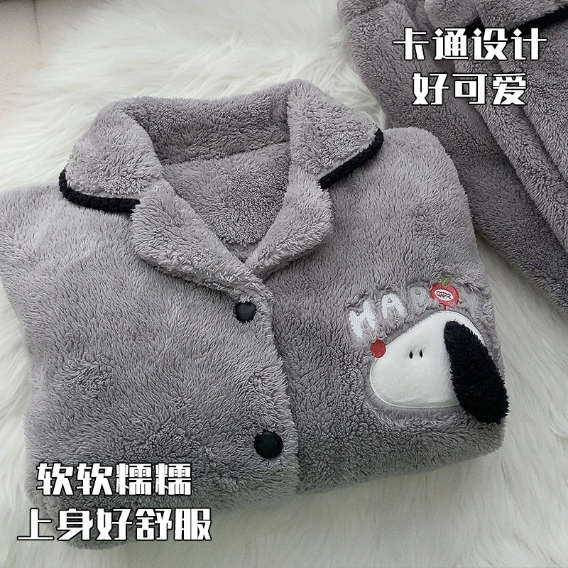 卡通珊瑚绒睡衣女士2025秋冬新款睡衣女加厚保暖法兰绒家居服套装