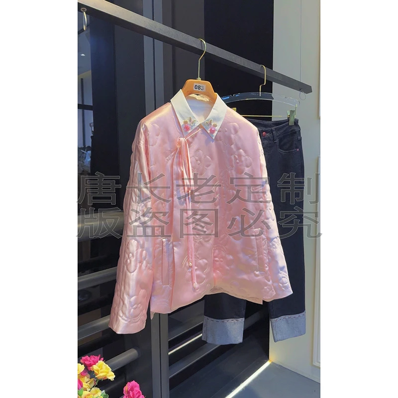 【烟花粉黛】新中式国风重工提花特色盘扣醋酸外套