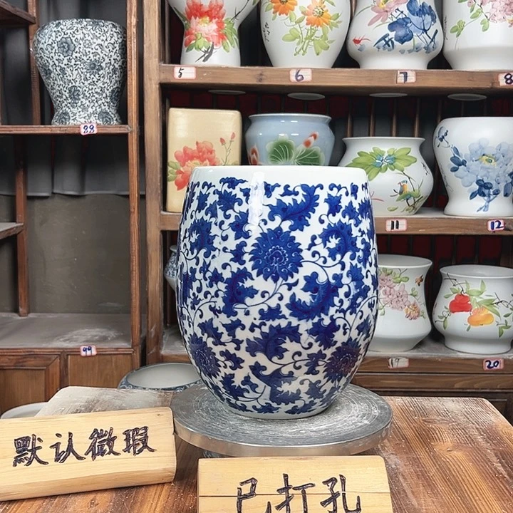 摆件但盆青花子莲子陶瓷陶瓷