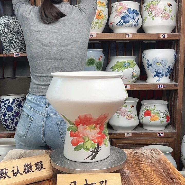 摆件高脚牡丹新款陶瓷陶瓷