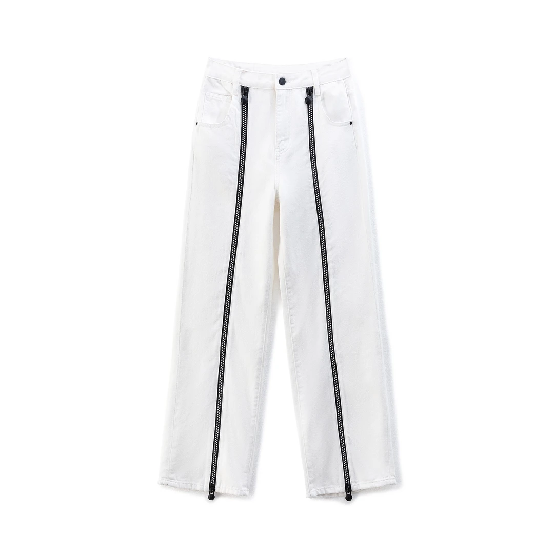 深圳南油/断码/夏季新款宽松时尚洋气白色直筒阔腿牛仔裤女10017