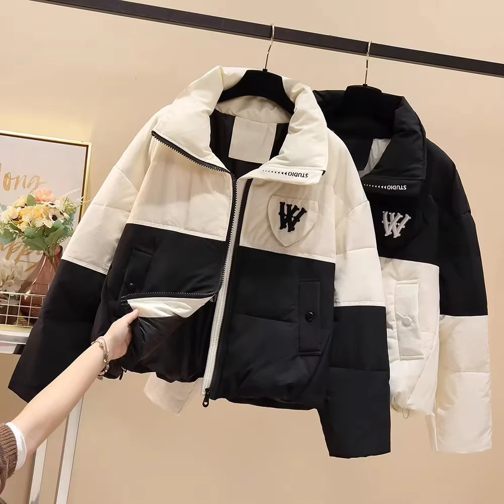 【眉山火狐狸】C56266短款拉链肯豆风棉服加厚连帽潮流常规撞色宽松