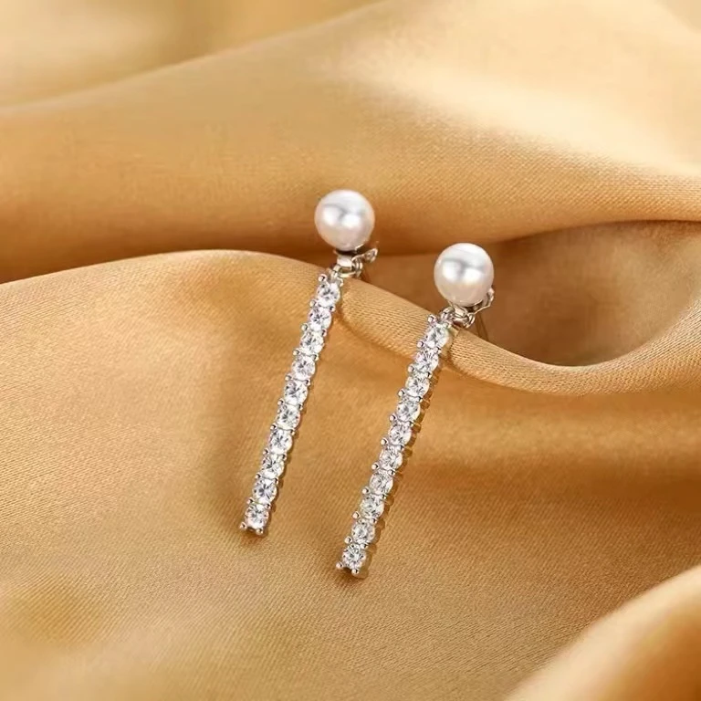 925银耳饰 百搭法式贝珠耳钉潮韩国气质网红耳环轻奢高级精致