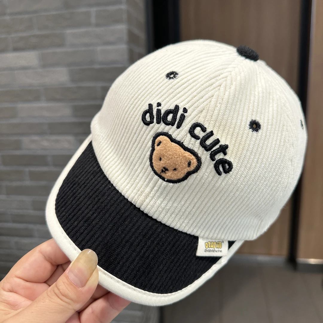 婴儿鸭舌帽秋冬季男女童韩版潮可爱棒球帽婴幼儿灯芯绒加厚保暖