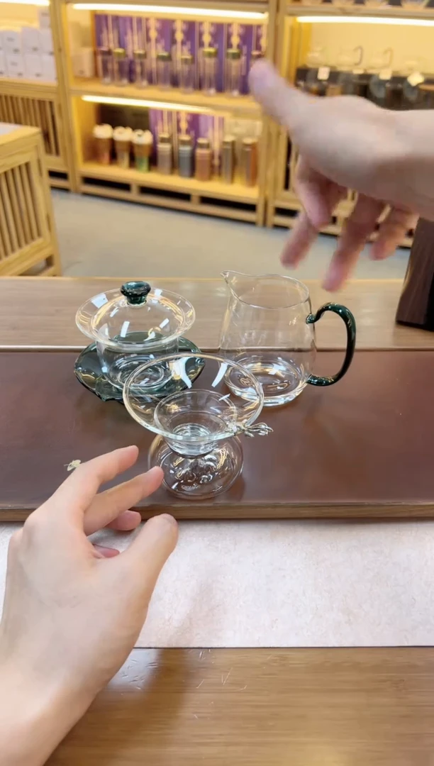 【闪购商品】茗园盖碗墨绿+星韵公杯墨绿+福容银鱼