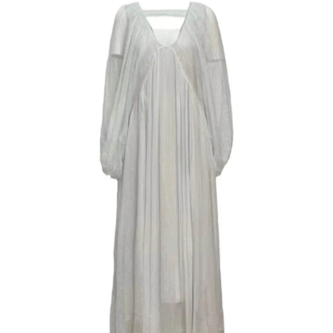 【Qian倩轻奢】凉白开重磅100桑蚕丝连衣裙Y24C9109-9