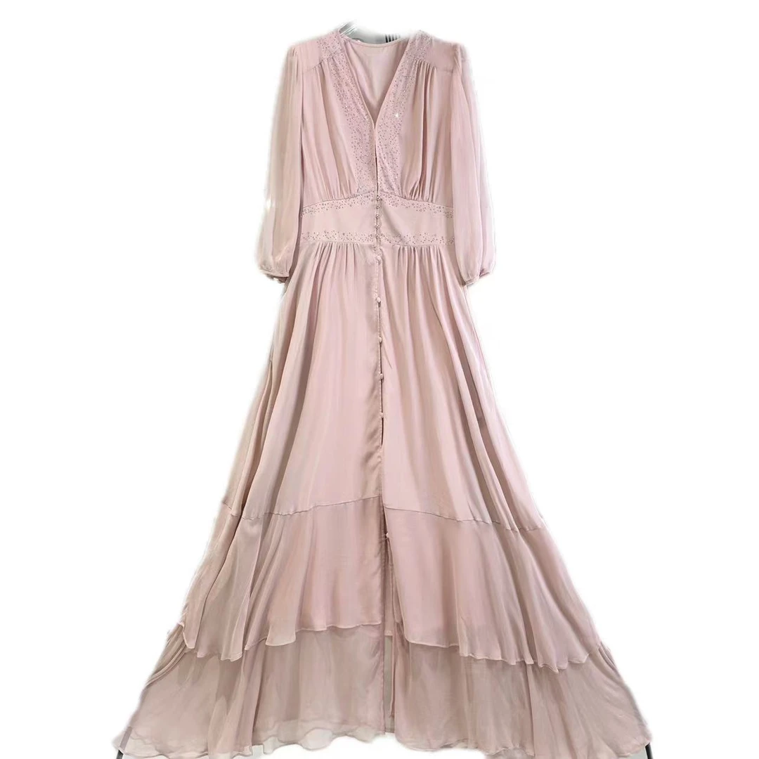 【Qian倩轻奢】重磅100桑蚕丝连衣裙Y24C9120-3