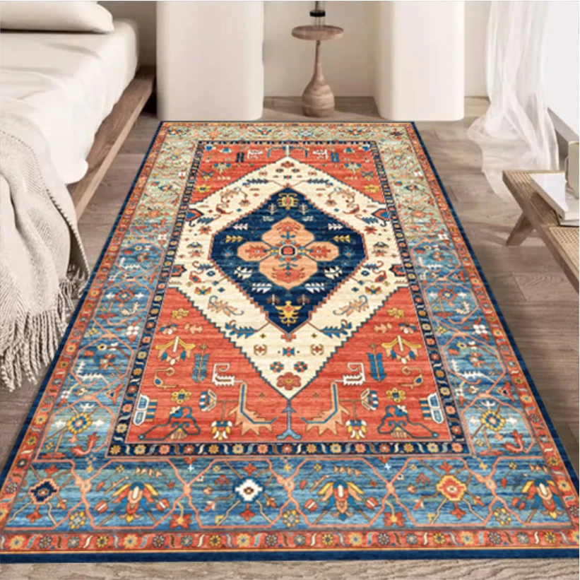 60*160cm水晶绒美式复古风卧室玄关阳台走廊地毯床边毯大茶几地垫