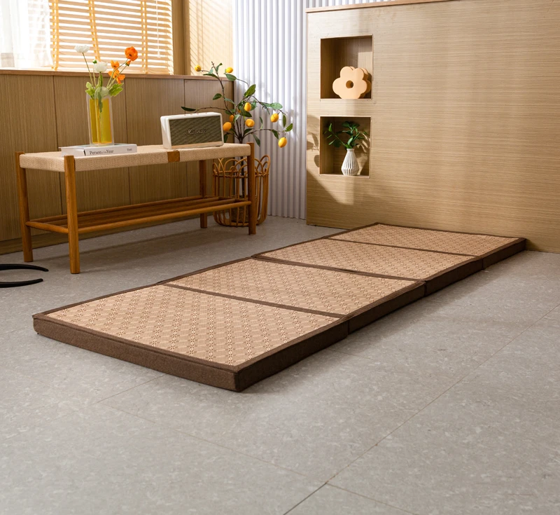 加厚藤席折叠地垫午休睡觉打地铺神器榻榻米可折叠客厅卧室凉席