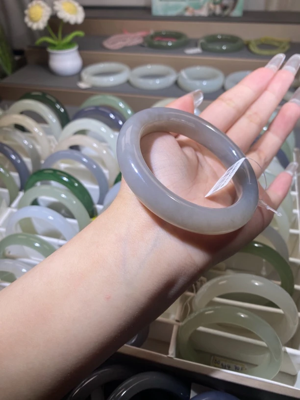 和田玉青海料烟紫厚装54.5