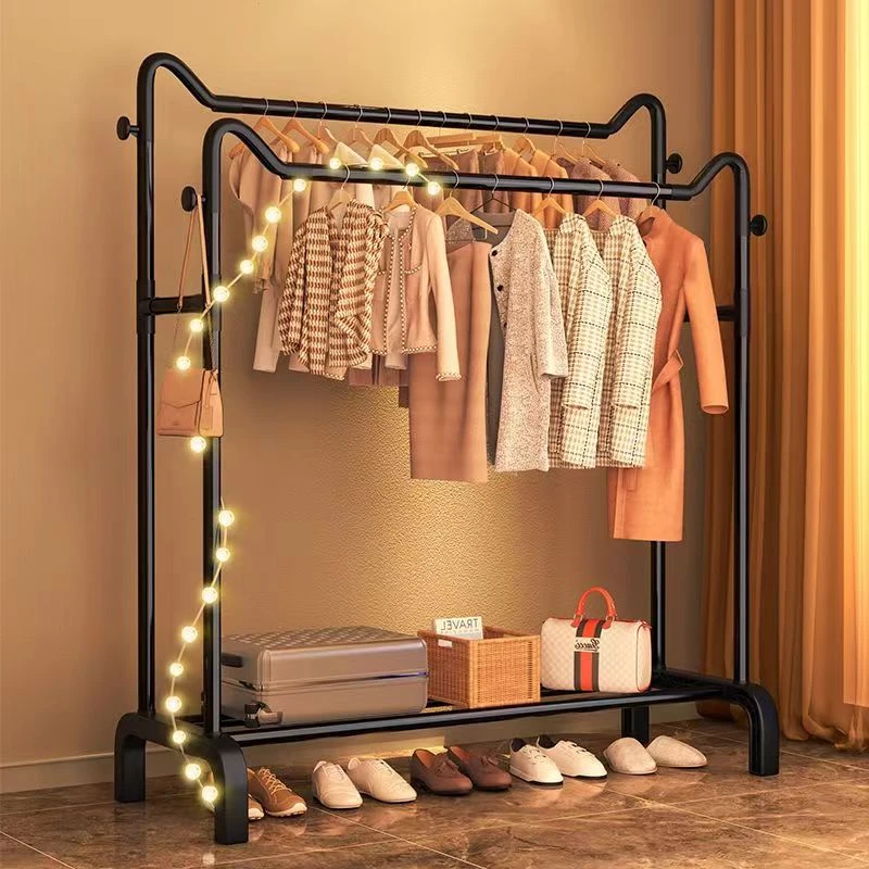 晾衣架落地卧室家用挂衣收纳神器简易晒挂衣服置物折叠室内晾衣服