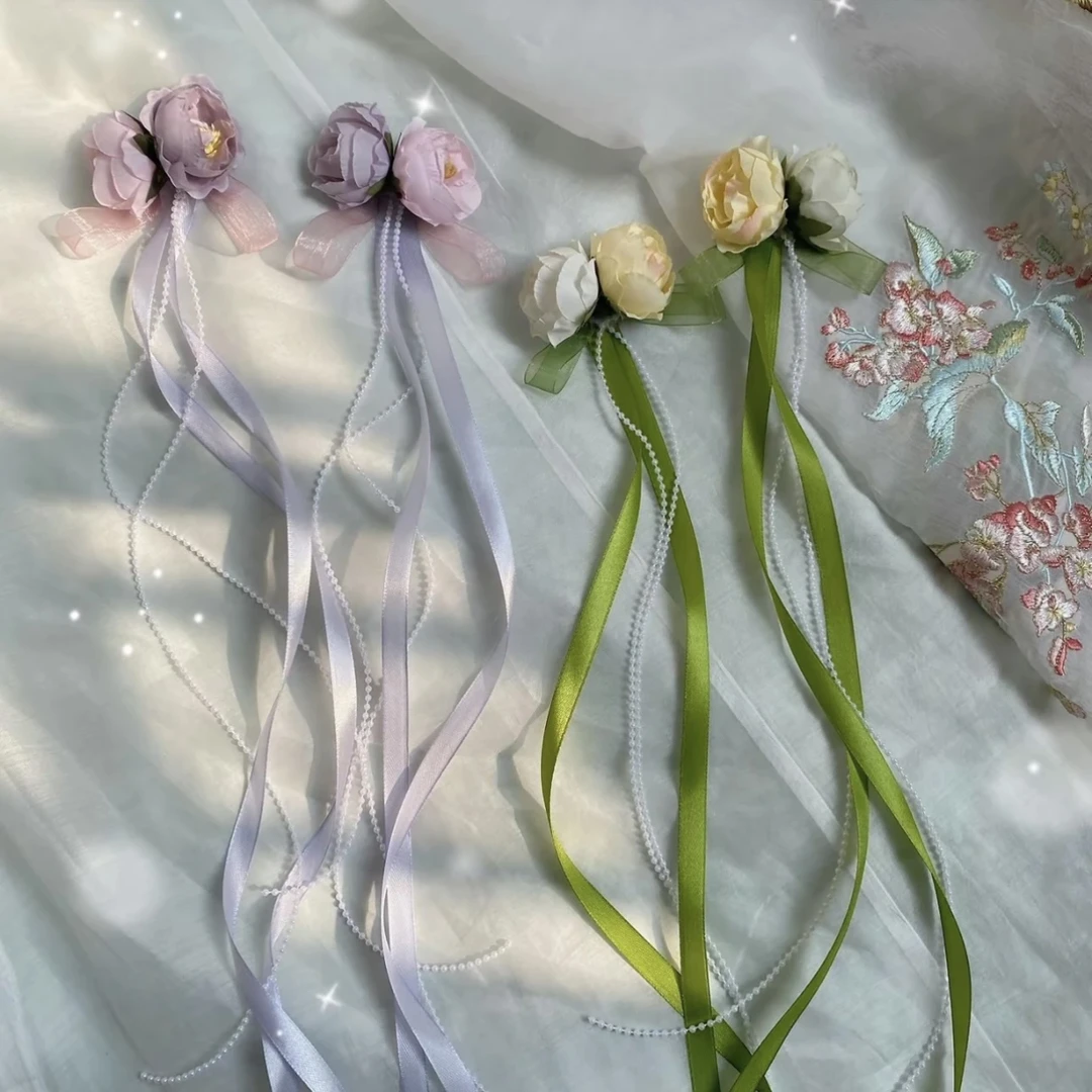 【此间春色】绢花飘带古风汉服配饰