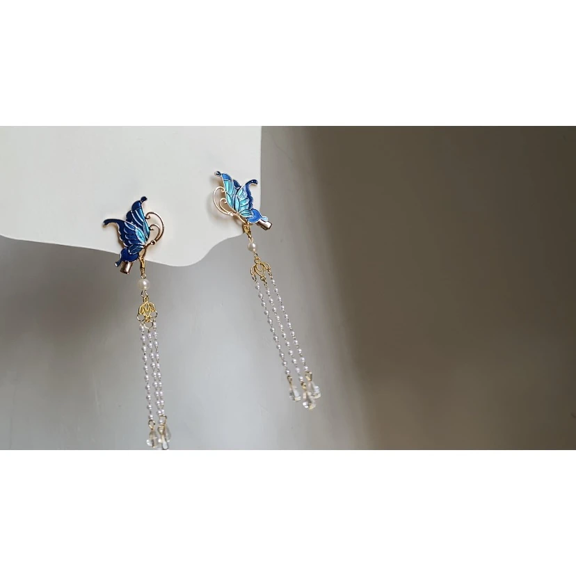 【惊蝶】烧蓝流苏蝴蝶古风汉服配饰