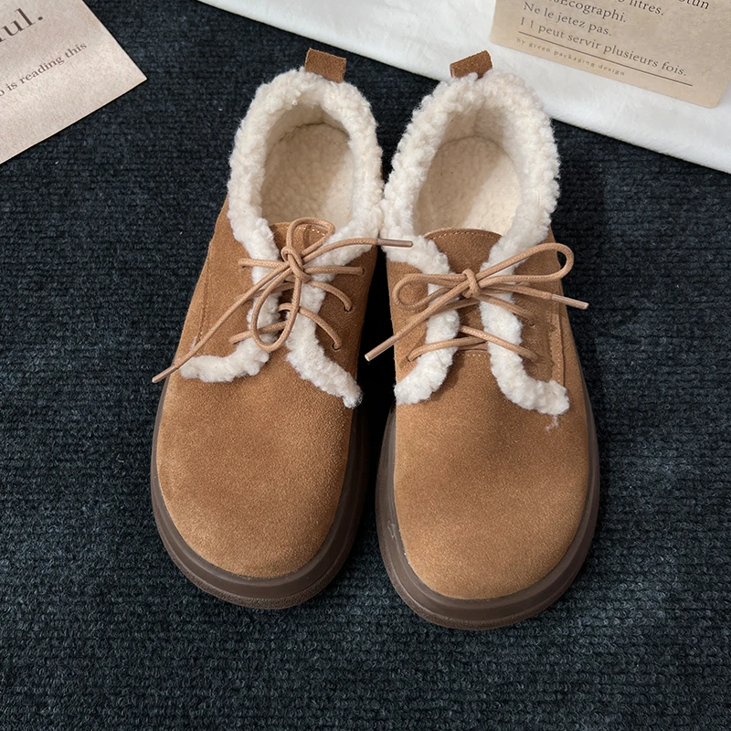林印象自制加绒勃肯鞋女平底休闲保暖毛毛棉鞋冬季新款单鞋冬款