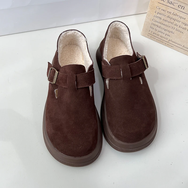 林印象自制休闲复古勃肯鞋女加厚保暖棉鞋冬季新款厚底单鞋女鞋
