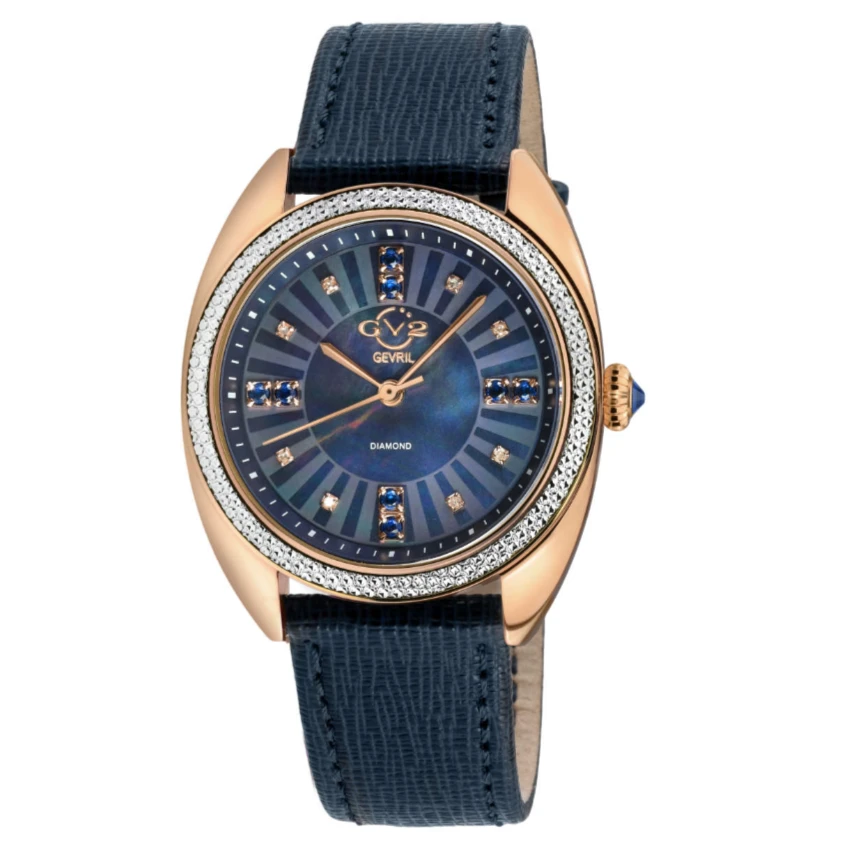 GV2 GEVRIL/雪飞Palermo系列蓝色皮带女士石英腕表直径36mm 13104