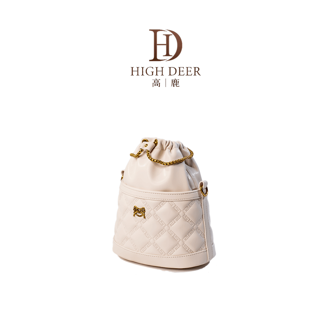 HIGH DEER/高鹿小包包女斜挎包潮菱格小香风百搭链条水桶包HD0111