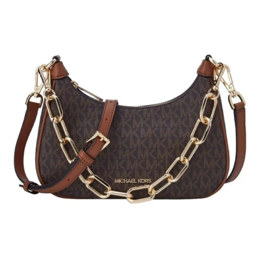 MICHAEL KORS 35S2G4CU1B  CORA棕老花焦糖中号半月包 24*18*6.5