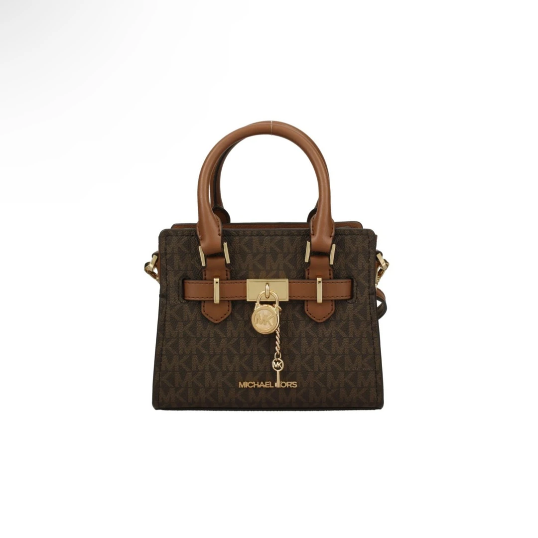 MICHAEL KORS 35H1GHMS0B HAMILTON迷你老花焦糖锁头包 18*15*6