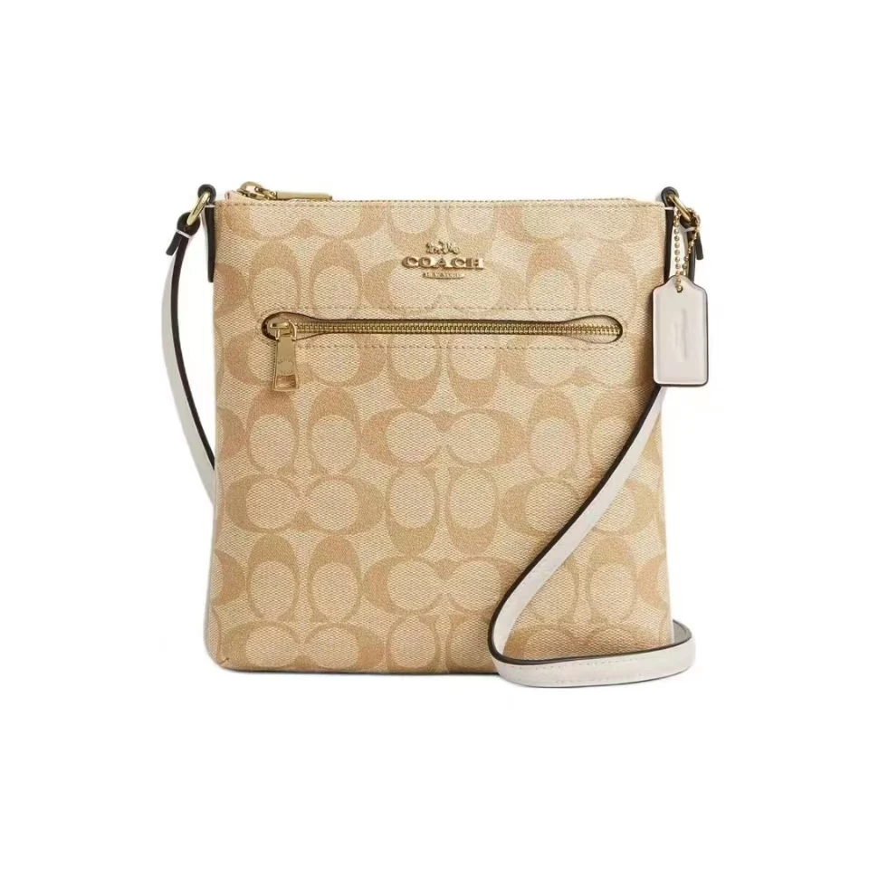 COACH/蔻驰 CS182 IMDQC ROWAN 21 迷你浅卡其拼白斜挎包 21*3*21