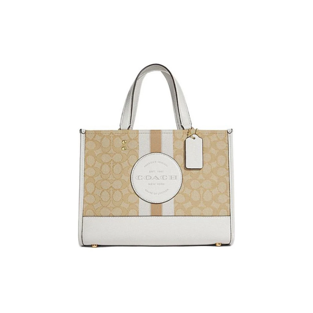 COACH/蔻驰 C8448 IMDQC DEMPSEY 奶茶白色中号托特包 29.5*22*13