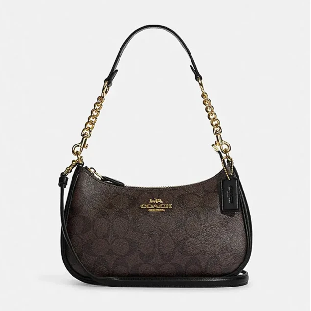 COACH/蔻驰 CA548 IMAA8 TERI深棕拼黑女款腋下包 24.5*15.5*7 .5