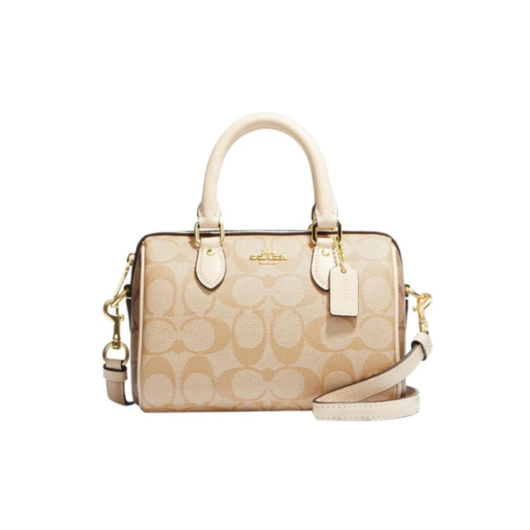 COACH/蔻驰 CH160 IMOT4 ROWAN奶茶拼白色迷你斜挎包 17.5*12*10